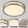 14 Inch LED Round Flush Mount Ceiling Light, 24W Dimmable LED Ceiling Light, Brushed Nickel Double Ring LED Light Fixture, 4000K Neutral White Lighting for Kitchen Laundry Closet view 3