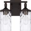 HomePlace Lighting 128821BZ-451 Colton Mid-Century Clear Water Glass Bathroom Vanity Wall Light, 2-Light 200 Total Watts, 10" H x 13" W, Bronze view 1