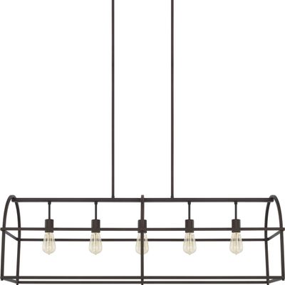 HomePlace Lighting 825751BZ Aubrey Retro/Vintage Open Frame Island Pendant Light, 5-Light 500 Total Watts, 15"H x 46"W, Bronze