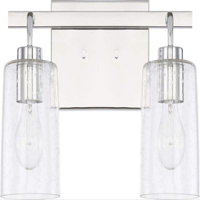 HomePlace Lighting 128521CH-449 Greyson Urban/Industrial Clear Seeded Glass Bathroom Vanity Wall Light, 2-Light 200 Total Watts, 9" H x 15" W, Chrome
