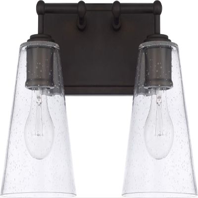 Capital Lighting 121721OB-463 Murphy Clear Seeded Glass Bath Vanity Wall Mount, 2-Light 200 Total Watts, 10" H x 15" W, Old Bronze
