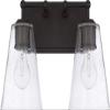 Capital Lighting 121721OB-463 Murphy Clear Seeded Glass Bath Vanity Wall Mount, 2-Light 200 Total Watts, 10" H x 15" W, Old Bronze view 1