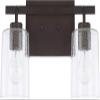 HomePlace Lighting 128521BZ-449 Greyson Urban/Industrial Clear Seeded Glass Bathroom Vanity Wall Light, 2-Light 200 Total Watts, 9" H x 15" W, Bronze view 1