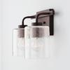 HomePlace Lighting 128521BZ-449 Greyson Urban/Industrial Clear Seeded Glass Bathroom Vanity Wall Light, 2-Light 200 Total Watts, 9" H x 15" W, Bronze view 4