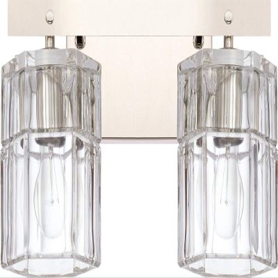 Capital 127621PN-458 14"W Sloane 2-Light Vanity Polished Nickel Finish with Clear Grooved Glass