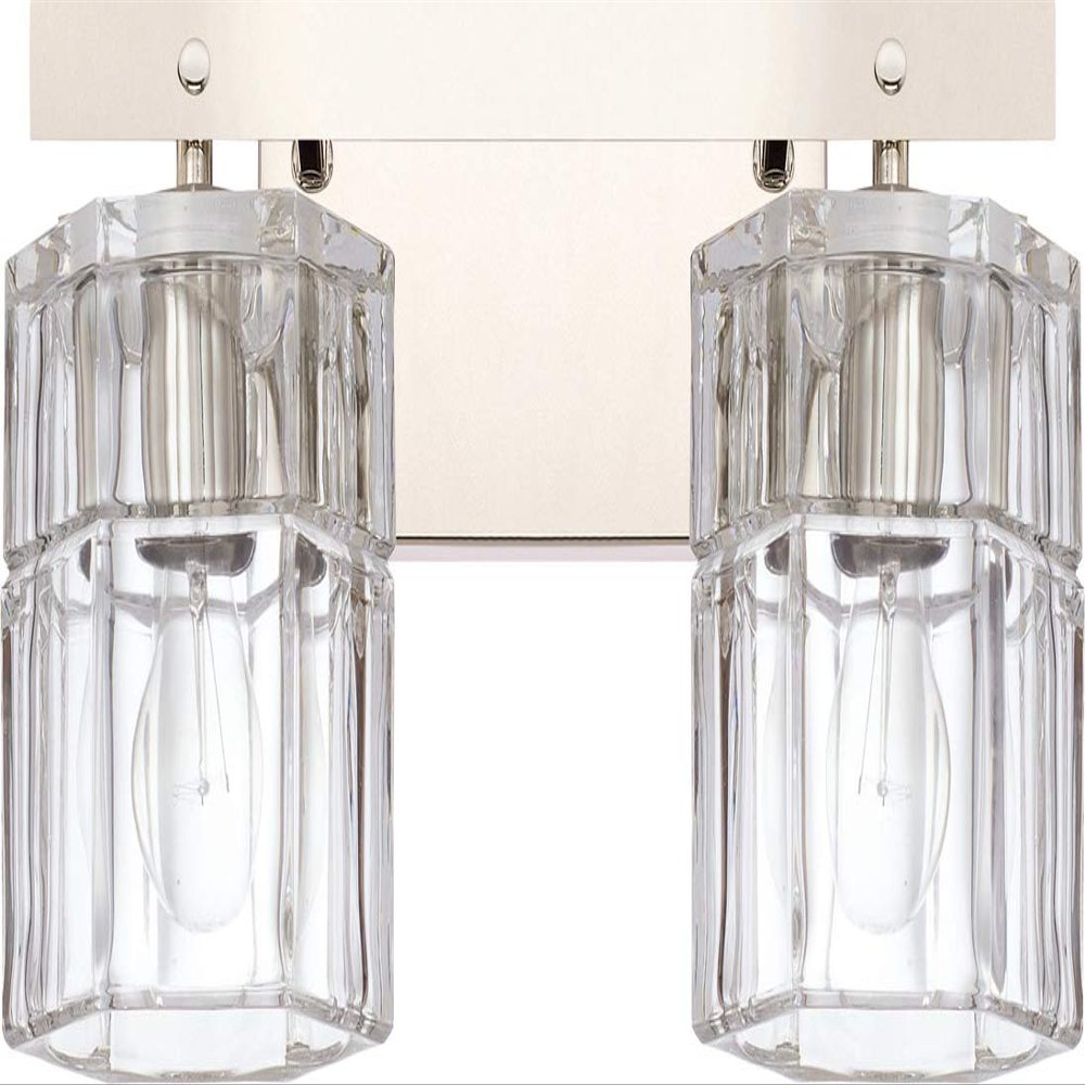 Capital 127621PN-458 14"W Sloane 2-Light Vanity Polished Nickel Finish with Clear Grooved Glass