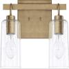 HomePlace Lighting 128521AD-449 Greyson Urban/Industrial Clear Seeded Glass Bathroom Vanity Wall Light, 2-Light 200 Total Watts, 9" H x 15" W, Aged Brass view 1