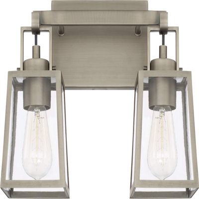 Capital Lighting 125521AN-448 Kenner Clear Rain Glass Bath Vanity Wall Mount, 2-Light 200 Total Watts, 11" H x 15" W, Antique Nickel