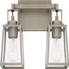 Capital Lighting 125521AN-448 Kenner Clear Rain Glass Bath Vanity Wall Mount, 2-Light 200 Total Watts, 11" H x 15" W, Antique Nickel view 1