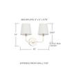 Capital Lighting 119321PN-674 Dawson Decorative White Fabric Stay-Straight Shades Bath Vanity Wall Mount, 2-Light 120 Total Watts, 12" H x 16" W, Polished Nickel view 2