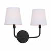Capital Lighting 119321PN-674 Dawson Decorative White Fabric Stay-Straight Shades Bath Vanity Wall Mount, 2-Light 120 Total Watts, 12" H x 16" W, Polished Nickel view 4