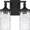 HomePlace Lighting 128821MB-451 Colton Mid-Century Clear Water Glass Bathroom Vanity Wall Light, 2-Light 200 Total Watts, 10" H x 13" W, Matte Black view 1