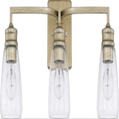 HomePlace Lighting 129031WG-453 Newbury Transitional Clear Seeded Glass Bathroom Vanity Wall Light, 3-Light 300 Total Watts, 9" H x 23" W, Winter Gold