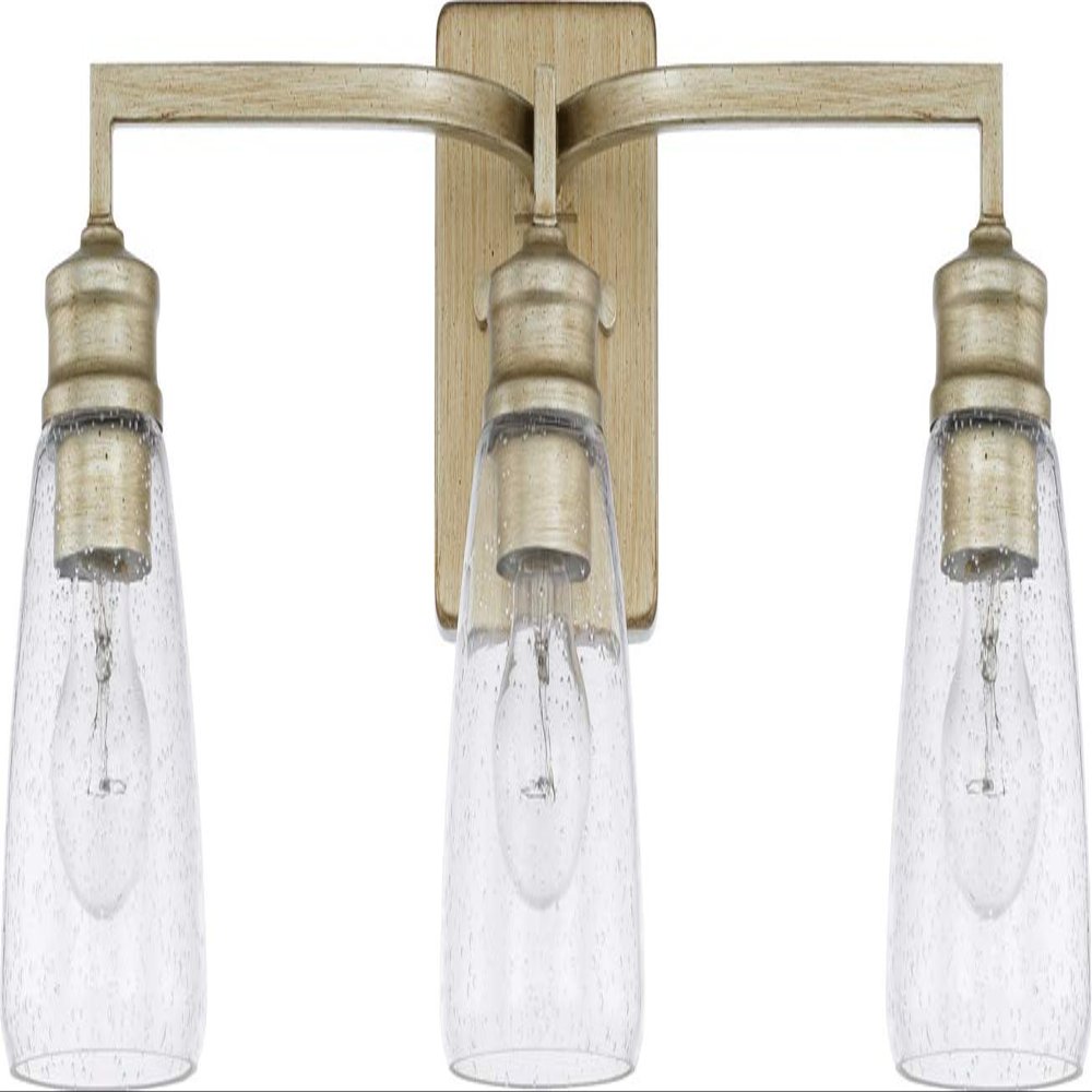 HomePlace Lighting 129031WG-453 Newbury Transitional Clear Seeded Glass Bathroom Vanity Wall Light, 3-Light 300 Total Watts, 9" H x 23" W, Winter Gold