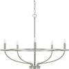 HomePlace Lighting 428551BN Greyson Urban/Industrial Vine-Style Round Candle Chandelier, 5-Light 300 Total Watts, 33" H x 29" W, Brushed Nickel view 1