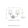Capital Lighting 119321BN-674 Dawson Decorative White Fabric Stay-Straight Shades Bath Vanity Wall Mount, 2-Light 120 Total Watts, 12" H x 16" W, Brushed Nickel view 2