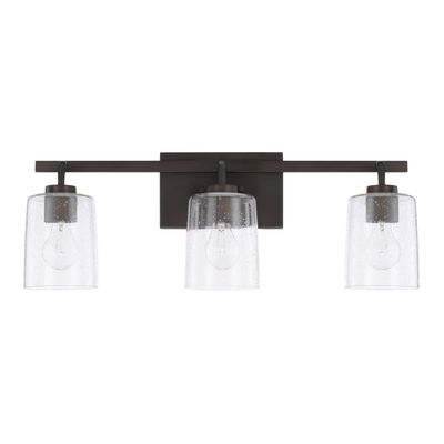 HomePlace Lighting 128531BZ-449 Greyson Urban/Industrial Clear Seeded Glass Bathroom Vanity Wall Light, 3-Light 300 Total Watts, 9" H x 25" W, Bronze