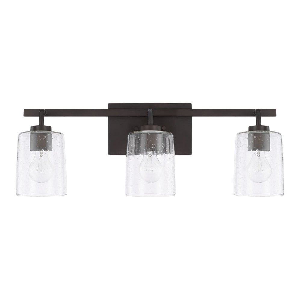 HomePlace Lighting 128531BZ-449 Greyson Urban/Industrial Clear Seeded Glass Bathroom Vanity Wall Light, 3-Light 300 Total Watts, 9" H x 25" W, Bronze
