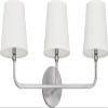 Capital Lighting 119331BN-674 Dawson Decorative White Fabric Stay-Straight Shades Bath Vanity Wall Mount, 3-Light 180 Total Watts, 12" H x 26" W, Brushed Nickel view 1