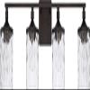 HomePlace Lighting 128841BZ-451 Colton Mid-Century Clear Water Glass Bathroom Vanity Wall Light, 4-Light 400 Total Watts, 10" H x 34" W, Bronze view 1