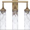 HomePlace Lighting 128831AD-451 Colton Mid-Century Clear Water Glass Bathroom Vanity Wall Light, 3-Light 300 Total Watts, 10" H x 24" W, Aged Brass view 1