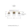 HomePlace Lighting 128831AD-451 Colton Mid-Century Clear Water Glass Bathroom Vanity Wall Light, 3-Light 300 Total Watts, 10" H x 24" W, Aged Brass view 2