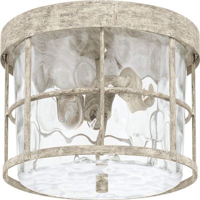 Capital Lighting 225021MS Beaufort Drum Clear Water Glass Flush Mount Ceiling Light, 2-Light 120 Total Watts, 7" H x 13" W, Mystic Sand