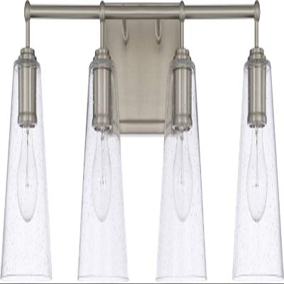 Capital Lighting 121741BN-463 Murphy Clear Seeded Glass Bath Vanity Wall Mount, 4-Light 400 Total Watts, 10" H x 33" W, Brushed Nickel