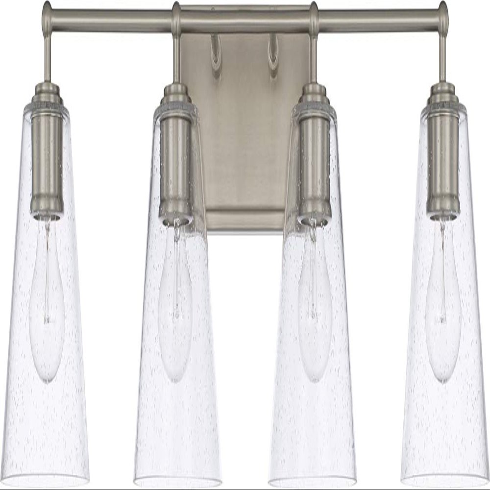 Capital Lighting 121741BN-463 Murphy Clear Seeded Glass Bath Vanity Wall Mount, 4-Light 400 Total Watts, 10" H x 33" W, Brushed Nickel