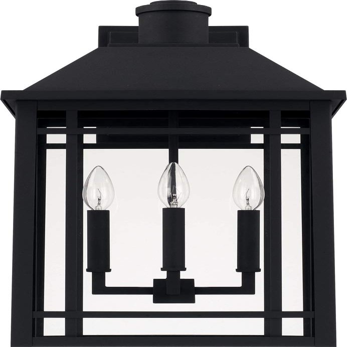 Capital Lighting 927131BK Braden Clear Glass Outdoor Wall Sconce, 3-Light 180 Total Watts, 23" H x 13" W, Black