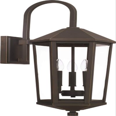 Capital Lighting 926931OZ Ellsworth Clear Glass Outdoor Wall Sconce, 3-Light 180 Total Watts, 29" H x 10" W, Oiled Bronze