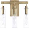 HomePlace Lighting 128531AD-449 Greyson Urban/Industrial Clear Seeded Glass Bathroom Vanity Wall Light, 3-Light 300 Total Watts, 9" H x 25" W, Aged Brass view 1