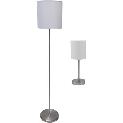 Ledu Slim Line Lamp Set, White/Silver (L9135)