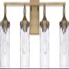 HomePlace Lighting 128841AD-451 Colton Mid-Century Clear Water Glass Bathroom Vanity Wall Light, 4-Light 400 Total Watts, 10" H x 34" W, Aged Brass view 1
