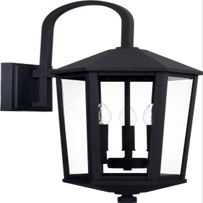 Capital Lighting 926931BK Ellsworth Clear Glass Outdoor Wall Sconce, 3-Light 180 Total Watts, 29" H x 10" W, Black