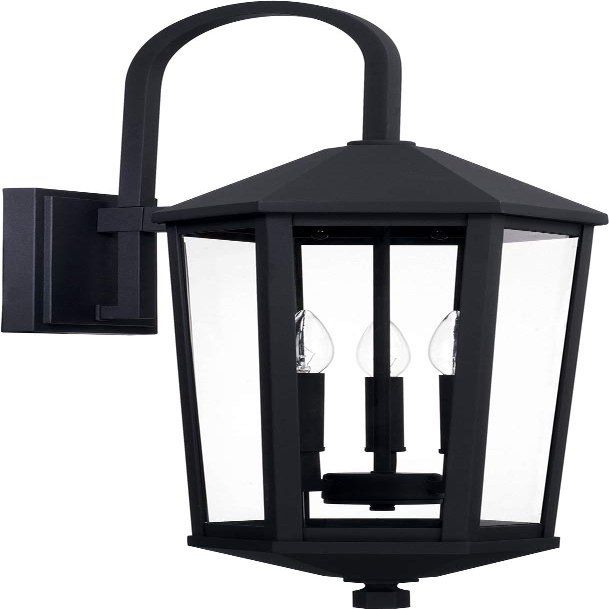 Capital Lighting 926931BK Ellsworth Clear Glass Outdoor Wall Sconce, 3-Light 180 Total Watts, 29" H x 10" W, Black