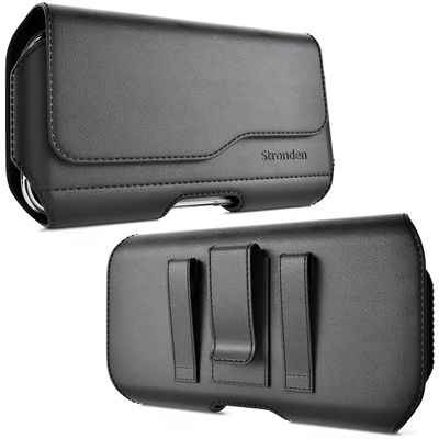Stronden Magnetic Closure Holster for Samsung Galaxy S25, S24, S23, S22, S21, S20, S10, S9, S8 (Not Plus) - Leather Belt Case with Metal Clip & Loops Pouch (Fits Slim/Thin Case on)