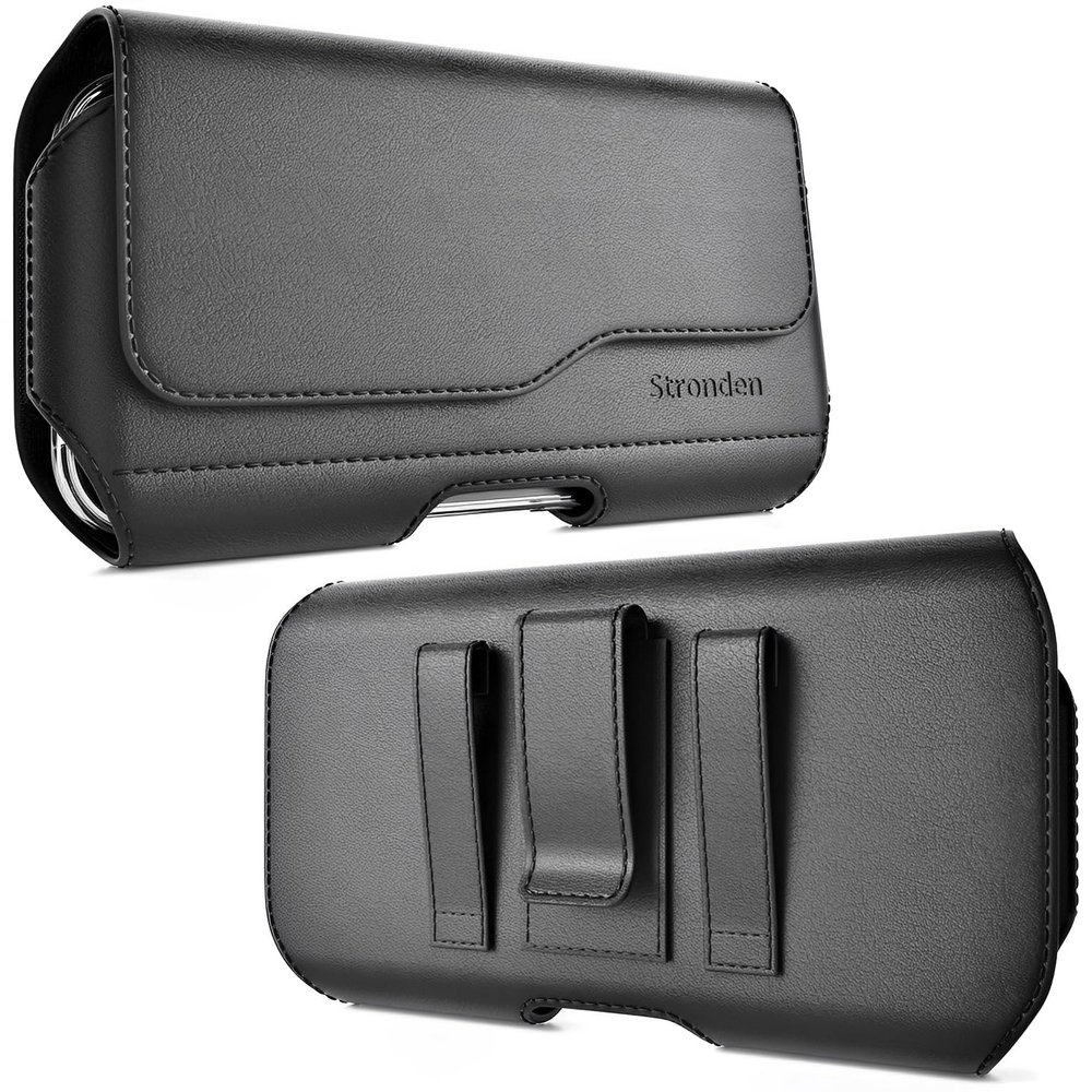 Stronden Magnetic Closure Holster for Samsung Galaxy S25, S24, S23, S22, S21, S20, S10, S9, S8 (Not Plus) - Leather Belt Case with Metal Clip & Loops Pouch (Fits Slim/Thin Case on)