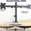 VIVO Dual LCD LED 21 to 32 inch Monitor Desk Mount, Heavy Duty, Adjustable Telescoping Arms, Flush Wall Setup, Fits 2 Screens, Black, STAND-V002E view 3
