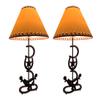 Horseshoes and Spurs Western Style Lamp with Leather Look Shade Set of 2 view 1