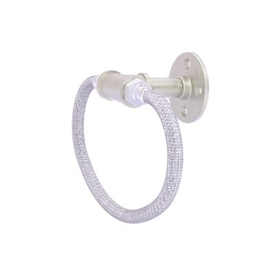 Allied Brass P-500-RG-SN Pipeline Collection Towel Ring with Stainless Steel Braided Ring, Satin Nickel