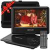 DBPOWER 11.5" Portable DVD Player, 5-Hour Built-in Rechargeable Battery, 9" Swivel Screen, Support CD/DVD/SD Card/USB, Remote Control, 1.8 Meter Car Charger, Power Adaptor and Car Headrest (Black) view 1