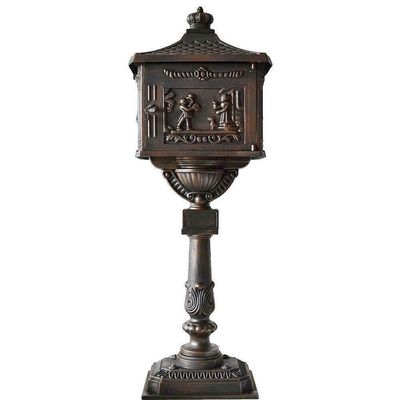 Black Color, Heavy Duty Mailbox Postal Box Security Cast Aluminum Vertical Pedestal, Mail Box