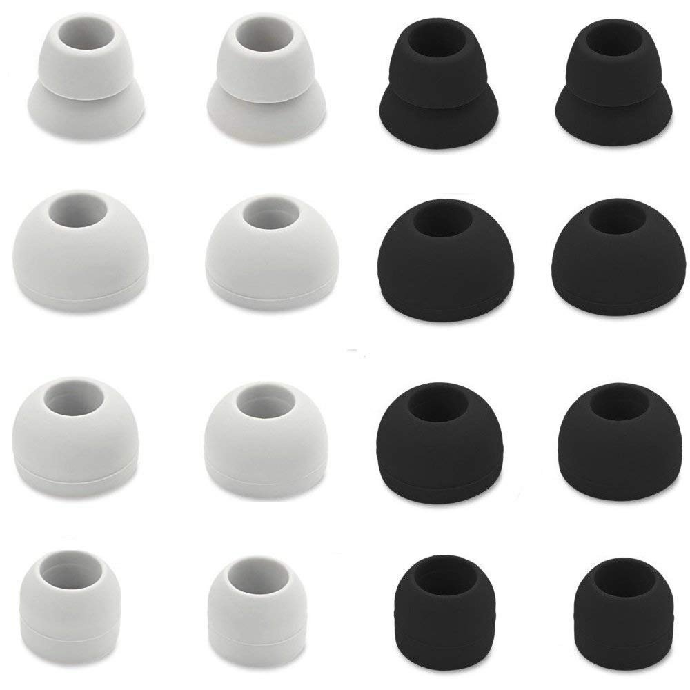 Beats Replacement Earpads & Eartips - 16 Pieces (4 Pairs Black & 4 Pairs White) for Powerbeats 1, 2, 3 & Wireless Stereo Earphones by Dr. Dre