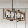 LOG BARN Farmhouse Chandelier, Pendant Lighting for Kitchen Island in Distressed Wood and Black Metal Finish, Ceiling Hanging Fixture for Dining Room view 1