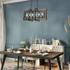 LOG BARN Farmhouse Chandelier, Pendant Lighting for Kitchen Island in Distressed Wood and Black Metal Finish, Ceiling Hanging Fixture for Dining Room view 3