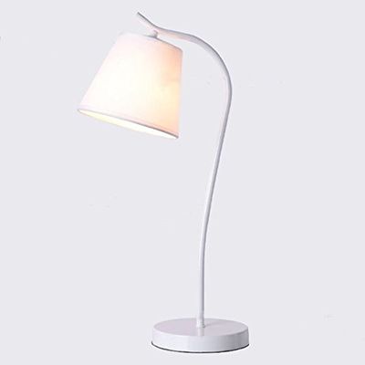 STGLIGHTING White Shade Simple Modern Nordic Desk Lamp Learning Reading Lamp Bedroom Bedside Lighting with Button Switch Cord Bulbs Not Included