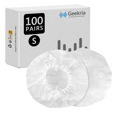 Geekria 100 Pairs Disposable Headphone Ear Covers for On-Ear Headset Earcup, Stretchable Sanitary Protector (S/White)