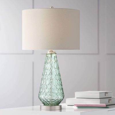 Corsica 26 3/8" Tall Table Lamp Silver Coastal Seafoam Green Glass Beach