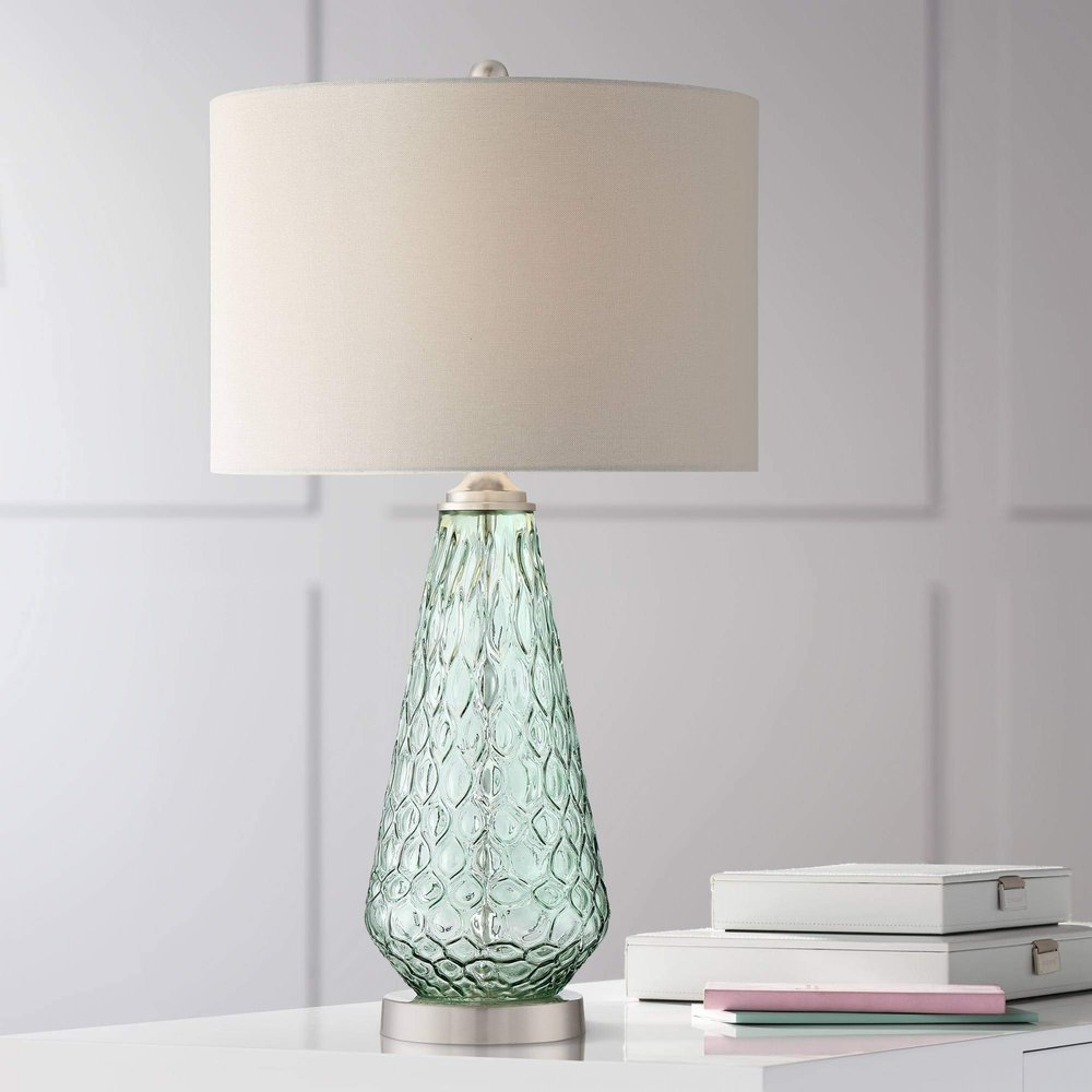 Corsica 26 3/8" Tall Table Lamp Silver Coastal Seafoam Green Glass Beach